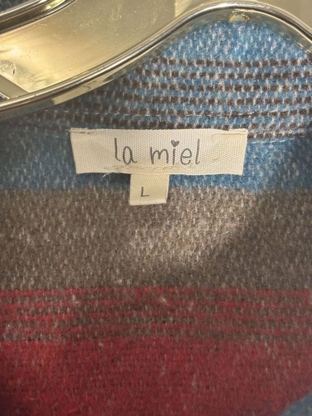 La Miel Southwestern Geometric Button-Down Cropped Jacket With Frayed Edges L - Picture 6 of 10